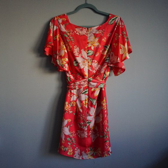 Revolve BB Dakota Trending Tropic Hot Pink Ruffle Mini Dress size 6 - Picture 11 of 15